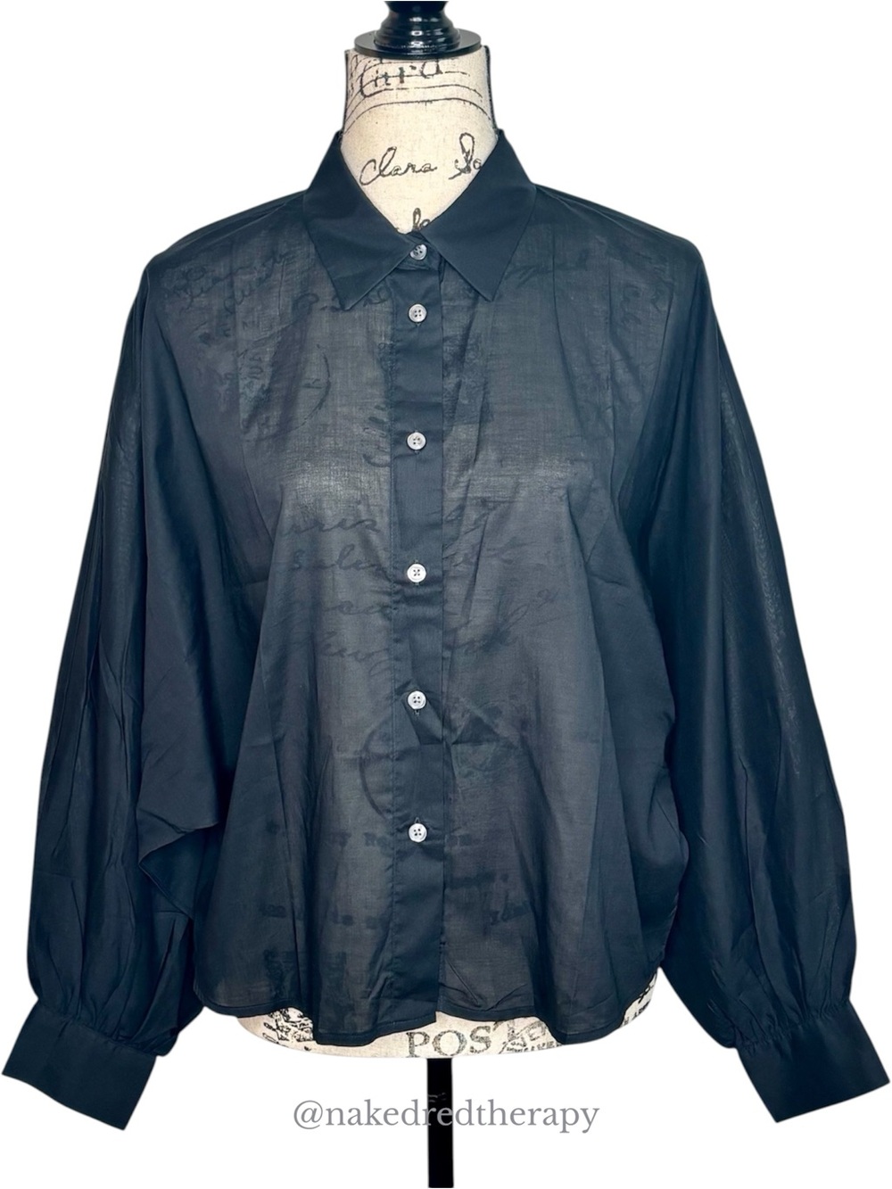 NWT - Banana Republic Black Button-Front Sheer Shirt | Women MED & LG
